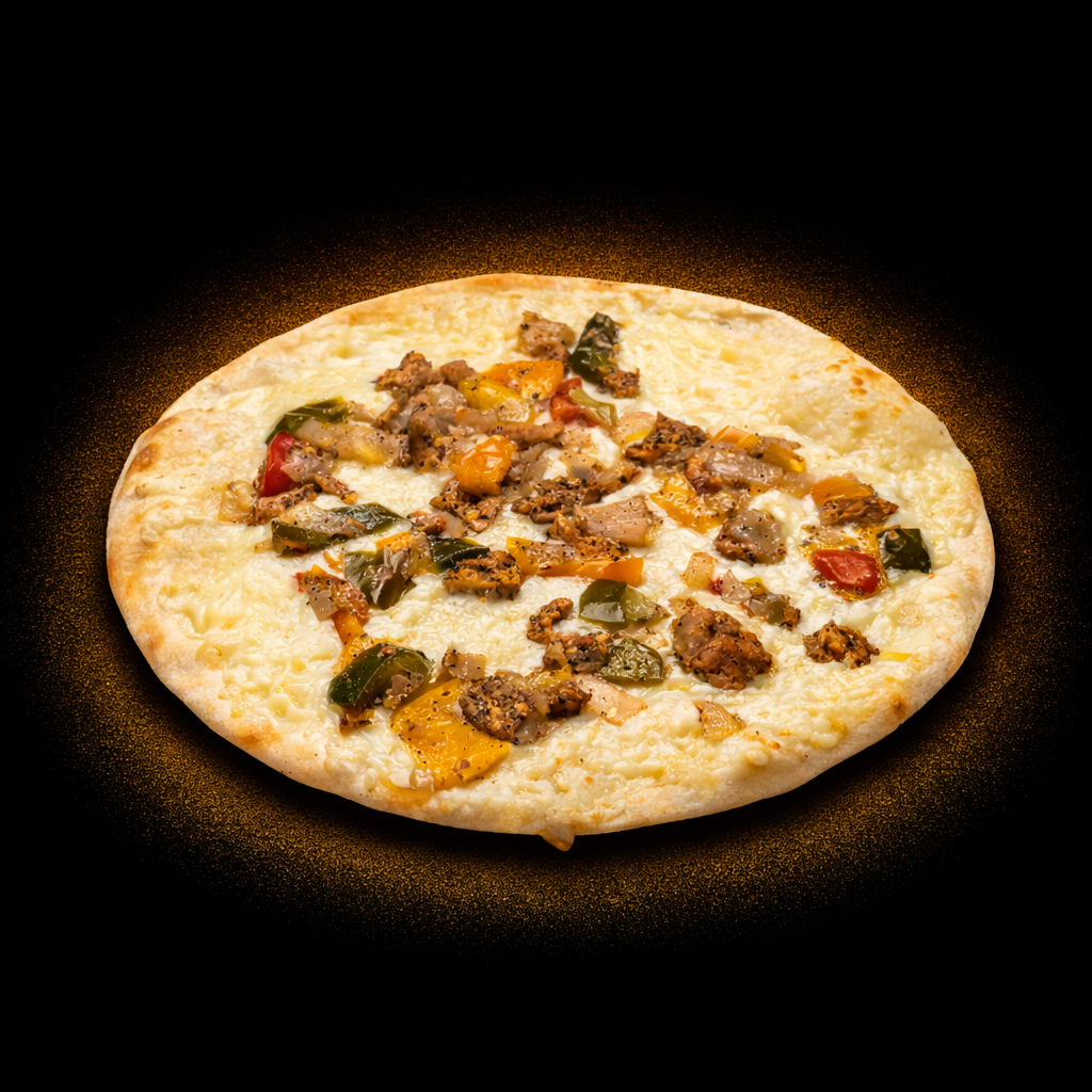 Fresh Cheese and Chicken Fajita Manakish (served with fresh vegetables and pickles)