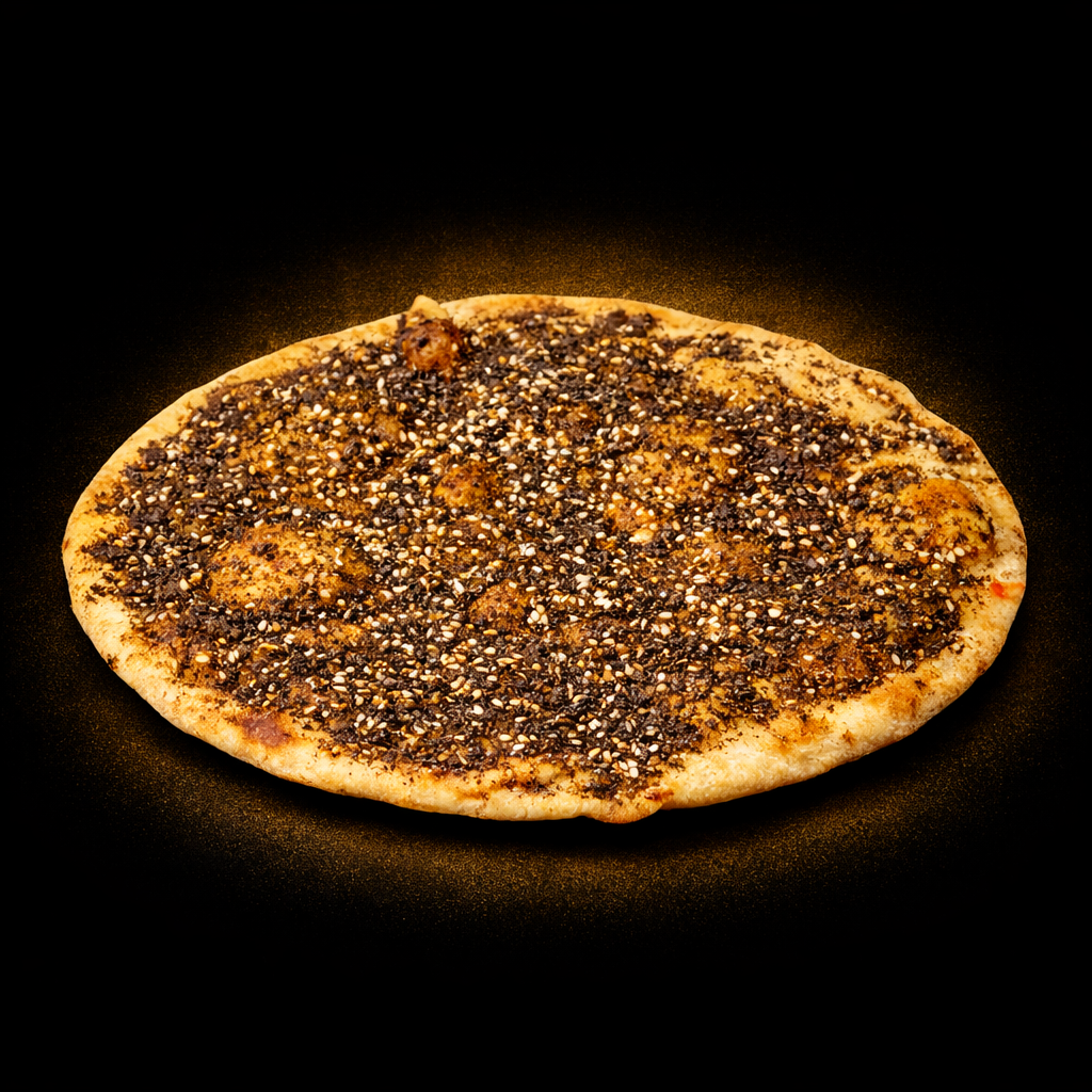 Fresh Zaatar Manakish (served with fresh vegetables and pickles)